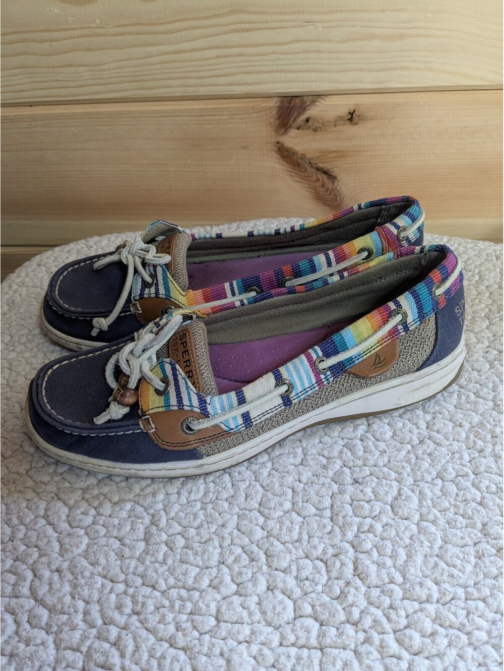 SPERRY Top-Sider Women’s Boat Shoe Flat Canvas Striped Multicolor 8.5M